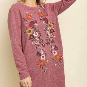 (2 for $25) Mauve Embroidered Dress with Pockets